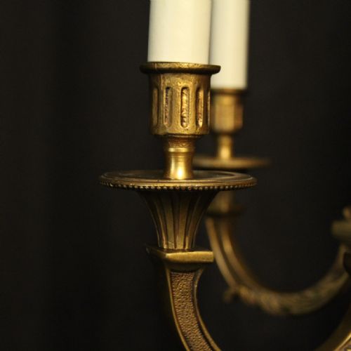 FRENCH GILDED BRONZE 6 LIGHT ANTIQUE CHANDELIER - ADDITIONAL PHOTO 6