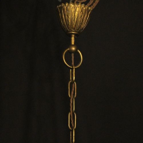 FRENCH GILDED BRONZE 6 LIGHT ANTIQUE CHANDELIER - ADDITIONAL PHOTO 9