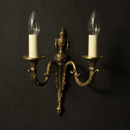 FRENCH PAIR OF TWIN ARM ANTIQUE WALL LIGHTS - ADDITIONAL PHOTO 1