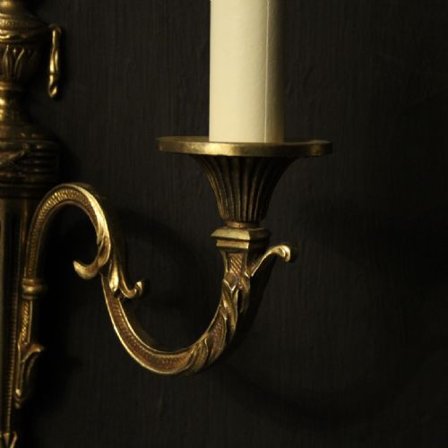 FRENCH PAIR OF TWIN ARM ANTIQUE WALL LIGHTS - ADDITIONAL PHOTO 2