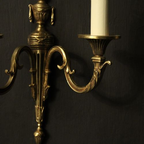 FRENCH PAIR OF TWIN ARM ANTIQUE WALL LIGHTS - ADDITIONAL PHOTO 3