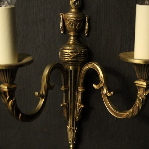 FRENCH PAIR OF TWIN ARM ANTIQUE WALL LIGHTS - ADDITIONAL PHOTO 4