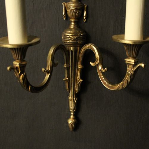 FRENCH PAIR OF TWIN ARM ANTIQUE WALL LIGHTS - ADDITIONAL PHOTO 5