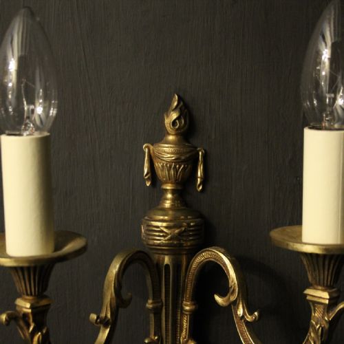 FRENCH PAIR OF TWIN ARM ANTIQUE WALL LIGHTS - ADDITIONAL PHOTO 6