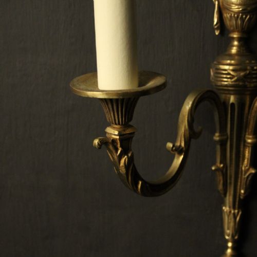 FRENCH PAIR OF TWIN ARM ANTIQUE WALL LIGHTS - ADDITIONAL PHOTO 7