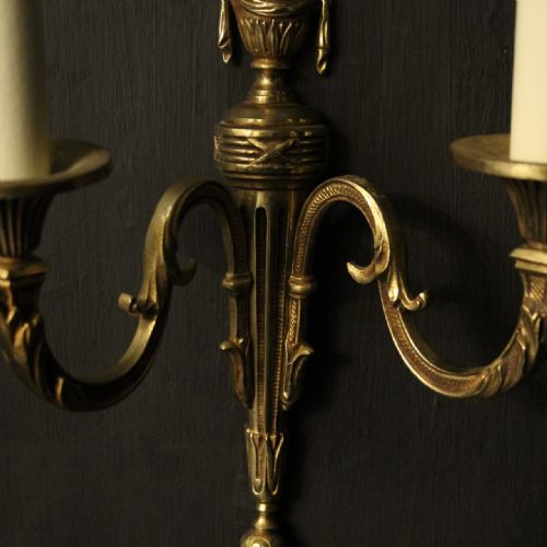 FRENCH PAIR OF TWIN ARM ANTIQUE WALL LIGHTS - ADDITIONAL PHOTO 8
