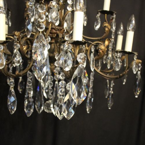 ITALIAN 12 LIGHT GILDED BRONZE ANTIQUE CHANDELIER - ADDITIONAL PHOTO 2