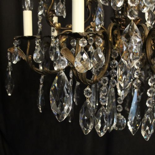 ITALIAN 12 LIGHT GILDED BRONZE ANTIQUE CHANDELIER - ADDITIONAL PHOTO 5