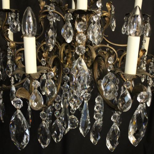 ITALIAN 12 LIGHT GILDED BRONZE ANTIQUE CHANDELIER - ADDITIONAL PHOTO 7