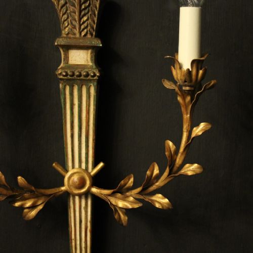 ITALIAN PAIR OF GILTWOOD PALLADIO WALL LIGHTS - ADDITIONAL PHOTO 3