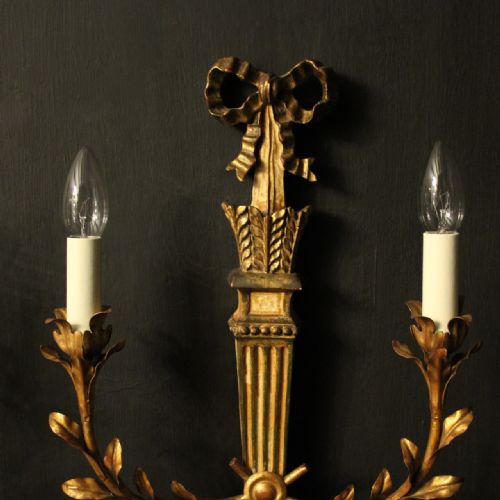 ITALIAN PAIR OF GILTWOOD PALLADIO WALL LIGHTS - ADDITIONAL PHOTO 4