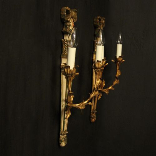 ITALIAN PAIR OF GILTWOOD PALLADIO WALL LIGHTS - ADDITIONAL PHOTO 8