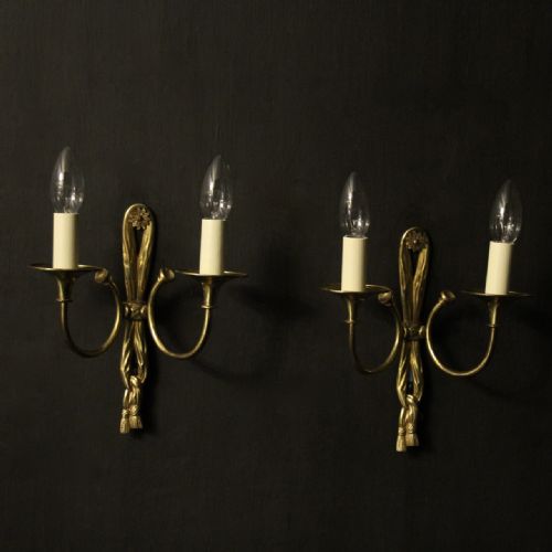 french gilded twin arm antique wall lights - CATEGORY: ANTIQUE LIGHTING - DATED 1930