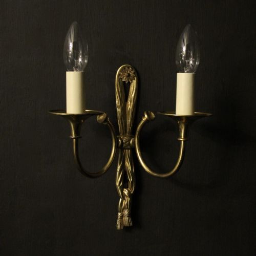 FRENCH GILDED TWIN ARM ANTIQUE WALL LIGHTS - ADDITIONAL PHOTO 1