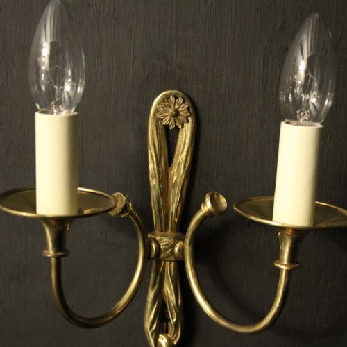 FRENCH GILDED TWIN ARM ANTIQUE WALL LIGHTS - ADDITIONAL PHOTO 2