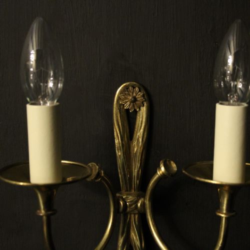 FRENCH GILDED TWIN ARM ANTIQUE WALL LIGHTS - ADDITIONAL PHOTO 3