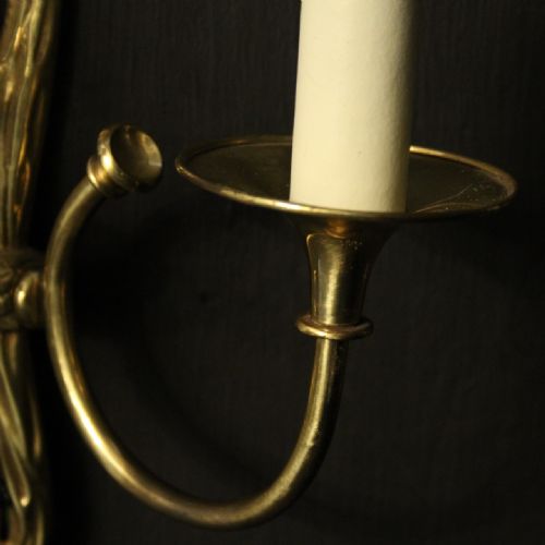 FRENCH GILDED TWIN ARM ANTIQUE WALL LIGHTS - ADDITIONAL PHOTO 4