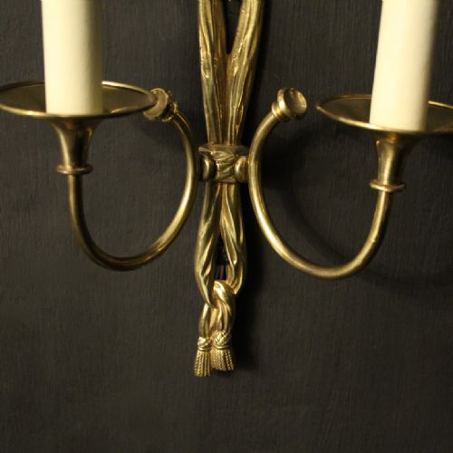 FRENCH GILDED TWIN ARM ANTIQUE WALL LIGHTS - ADDITIONAL PHOTO 7