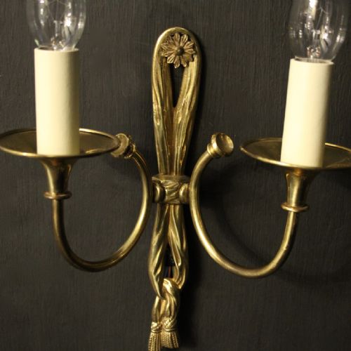 FRENCH GILDED TWIN ARM ANTIQUE WALL LIGHTS - ADDITIONAL PHOTO 8