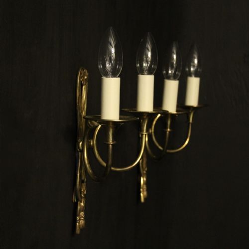 FRENCH GILDED TWIN ARM ANTIQUE WALL LIGHTS - ADDITIONAL PHOTO 9