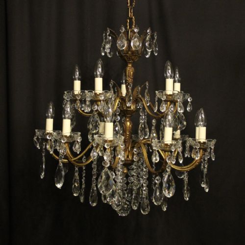 italian 15 light gilded bronze antique chandelier - CATEGORY: ANTIQUE LIGHTING - DATED 1920