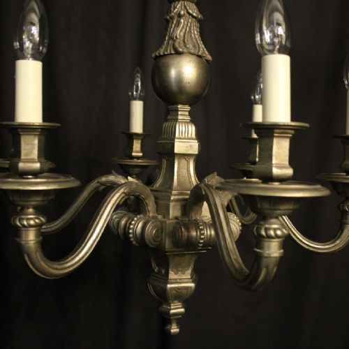 FRENCH SILVER BRONZE 6 LIGHT ANTIQUE CHANDELIER - ADDITIONAL PHOTO 1