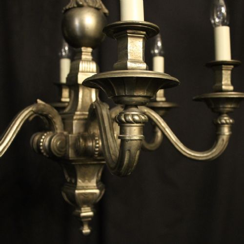 FRENCH SILVER BRONZE 6 LIGHT ANTIQUE CHANDELIER - ADDITIONAL PHOTO 3