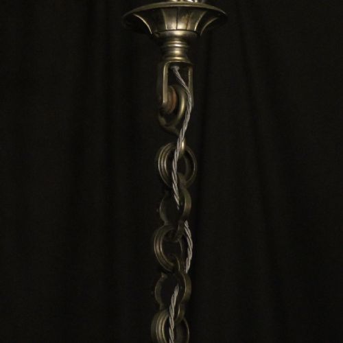 FRENCH SILVER BRONZE 6 LIGHT ANTIQUE CHANDELIER - ADDITIONAL PHOTO 9