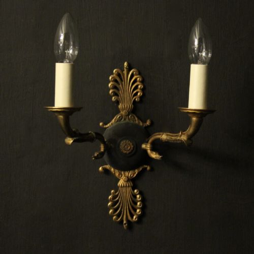 FRENCH PAIR OF EMPIRE ANTIQUE WALL LIGHTS - ADDITIONAL PHOTO 1