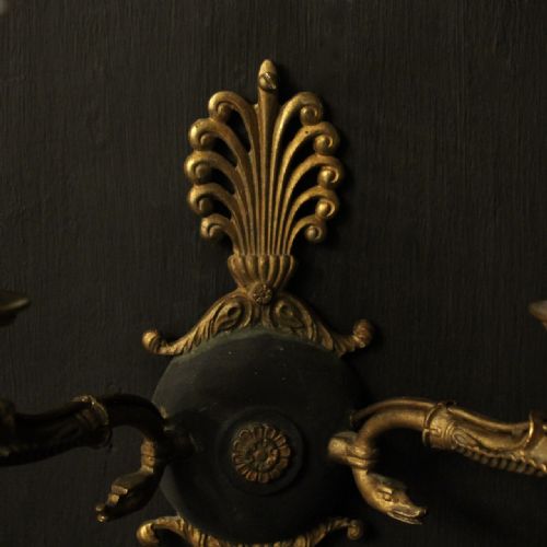 FRENCH PAIR OF EMPIRE ANTIQUE WALL LIGHTS - ADDITIONAL PHOTO 4