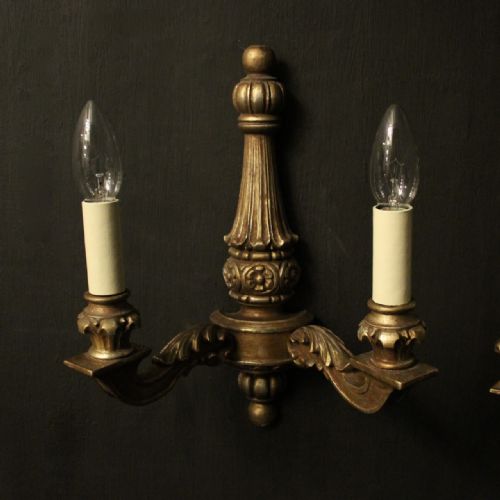 FRENCH SET OF 4 SILVER GILDED TWIN ARM WALL LIGHTS - ADDITIONAL PHOTO 1