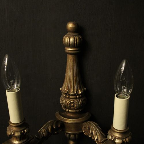 FRENCH SET OF 4 SILVER GILDED TWIN ARM WALL LIGHTS - ADDITIONAL PHOTO 2