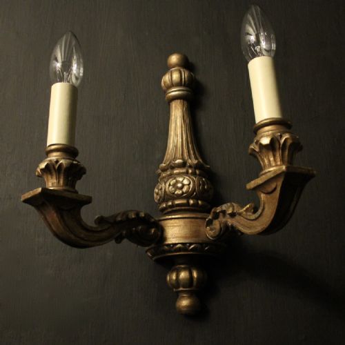 FRENCH SET OF 4 SILVER GILDED TWIN ARM WALL LIGHTS - ADDITIONAL PHOTO 3
