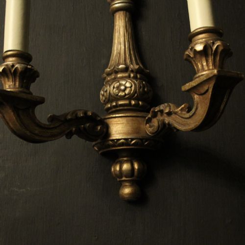 FRENCH SET OF 4 SILVER GILDED TWIN ARM WALL LIGHTS - ADDITIONAL PHOTO 4
