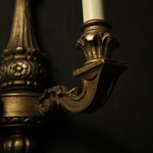 FRENCH SET OF 4 SILVER GILDED TWIN ARM WALL LIGHTS - ADDITIONAL PHOTO 6