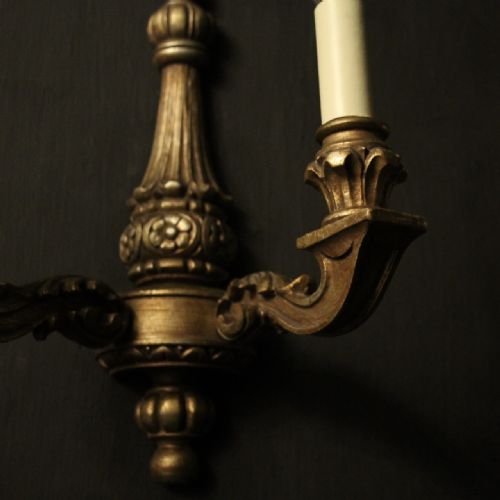 FRENCH SET OF 4 SILVER GILDED TWIN ARM WALL LIGHTS - ADDITIONAL PHOTO 7