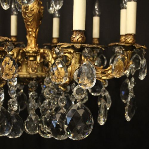 FRENCH 10 LIGHT GILDED BRONZE CRYSTAL ANTIQUE CHANDELIER - ADDITIONAL PHOTO 2