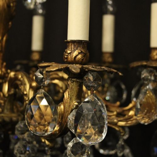 FRENCH 10 LIGHT GILDED BRONZE CRYSTAL ANTIQUE CHANDELIER - ADDITIONAL PHOTO 3