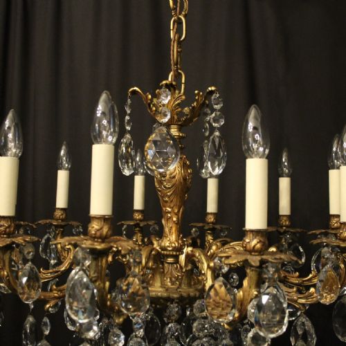 FRENCH 10 LIGHT GILDED BRONZE CRYSTAL ANTIQUE CHANDELIER - ADDITIONAL PHOTO 4