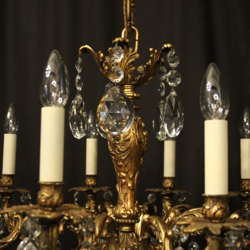 FRENCH 10 LIGHT GILDED BRONZE CRYSTAL ANTIQUE CHANDELIER - ADDITIONAL PHOTO 5