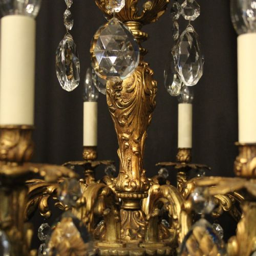 FRENCH 10 LIGHT GILDED BRONZE CRYSTAL ANTIQUE CHANDELIER - ADDITIONAL PHOTO 7