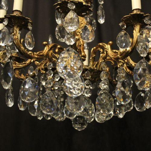 FRENCH 10 LIGHT GILDED BRONZE CRYSTAL ANTIQUE CHANDELIER - ADDITIONAL PHOTO 8