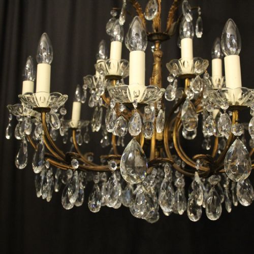 ITALIAN 18 LIGHT GILDED BRASS DOUBLE TIERED ANTIQUE CHANDELIER - ADDITIONAL PHOTO 1