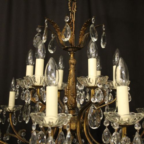 ITALIAN 18 LIGHT GILDED BRASS DOUBLE TIERED ANTIQUE CHANDELIER - ADDITIONAL PHOTO 2