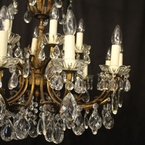 ITALIAN 18 LIGHT GILDED BRASS DOUBLE TIERED ANTIQUE CHANDELIER - ADDITIONAL PHOTO 3