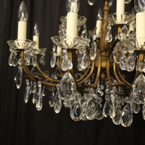 ITALIAN 18 LIGHT GILDED BRASS DOUBLE TIERED ANTIQUE CHANDELIER - ADDITIONAL PHOTO 4