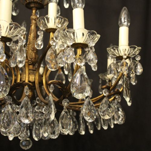 ITALIAN 18 LIGHT GILDED BRASS DOUBLE TIERED ANTIQUE CHANDELIER - ADDITIONAL PHOTO 5
