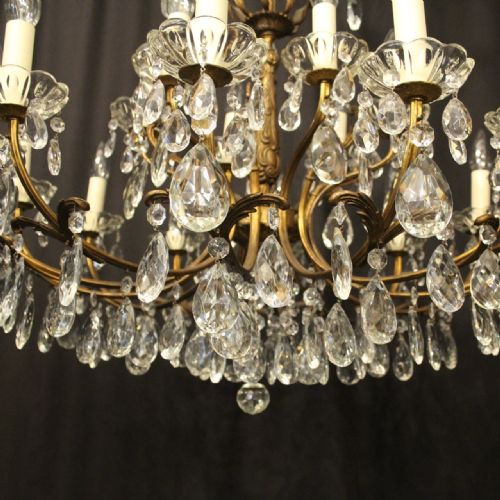 ITALIAN 18 LIGHT GILDED BRASS DOUBLE TIERED ANTIQUE CHANDELIER - ADDITIONAL PHOTO 6