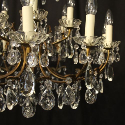 ITALIAN 18 LIGHT GILDED BRASS DOUBLE TIERED ANTIQUE CHANDELIER - ADDITIONAL PHOTO 7