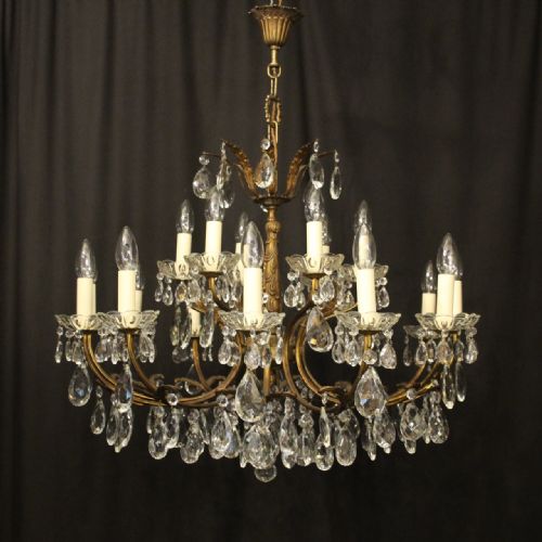 ITALIAN 18 LIGHT GILDED BRASS DOUBLE TIERED ANTIQUE CHANDELIER - ADDITIONAL PHOTO 8